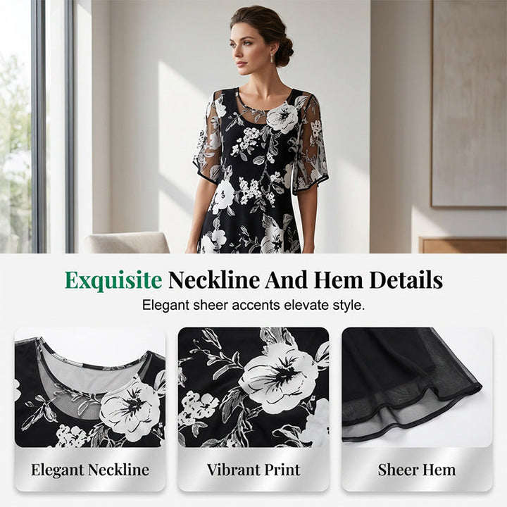 Abito elegante donna in chiffon floreale leggero