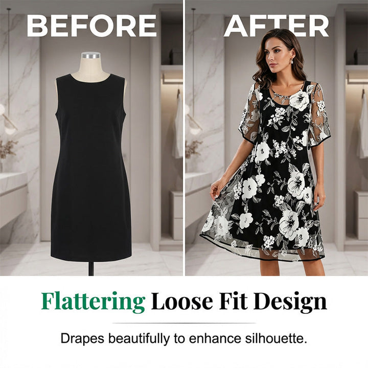 Abito elegante donna in chiffon floreale leggero