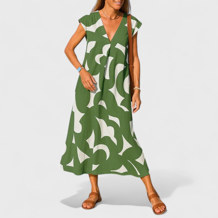 Abito fluido con scollo a V elegante e leggero per donna