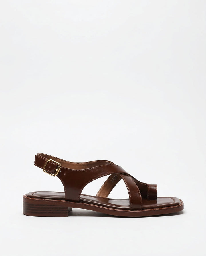 Sandali donna in pelle italiana con fasce incrociate