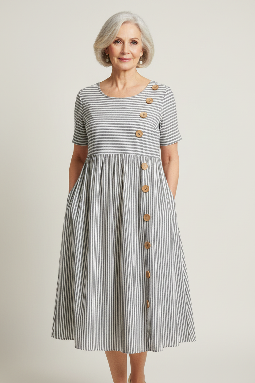 Abito estivo fluido a righe da donna elegante e leggero