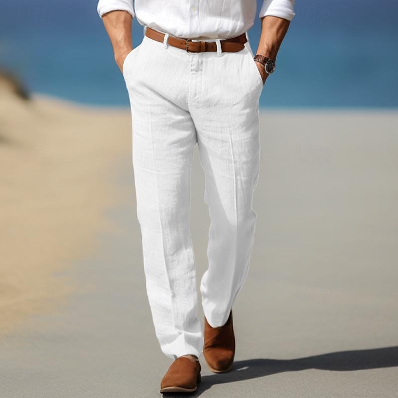 Pantaloni uomo eleganti in lino leggeri e traspiranti
