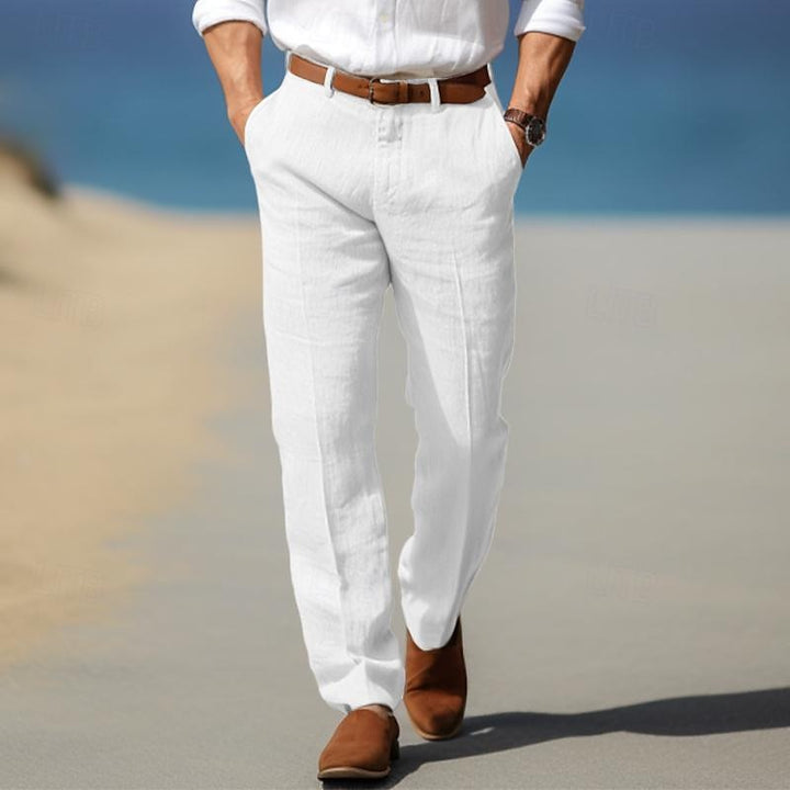 Pantaloni uomo eleganti in lino leggeri e traspiranti