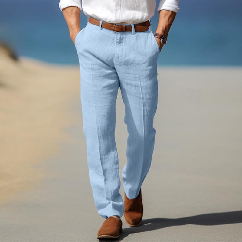 Pantaloni uomo eleganti in lino leggeri e traspiranti