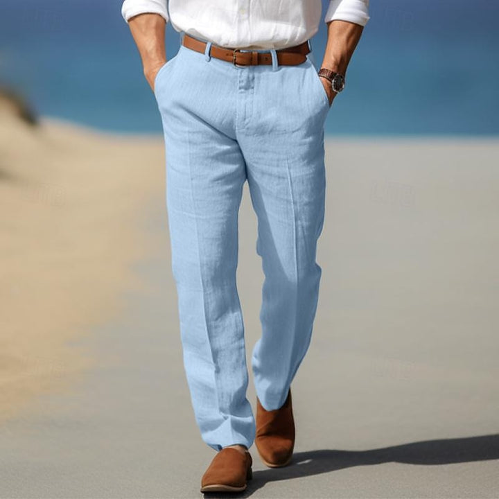 Pantaloni uomo eleganti in lino leggeri e traspiranti