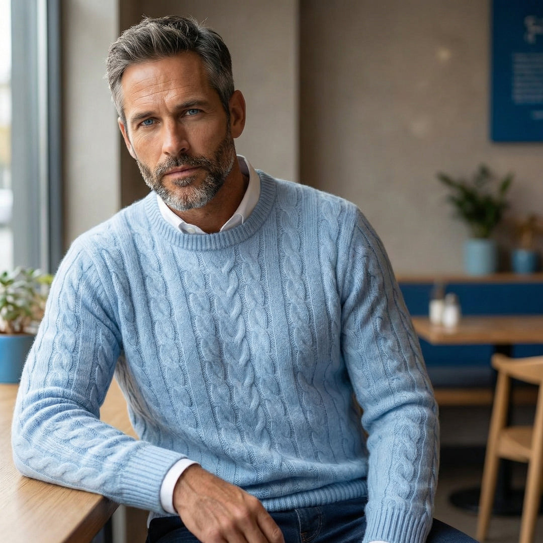 Maglione in cashmere elegante e leggero a trecce per uomo