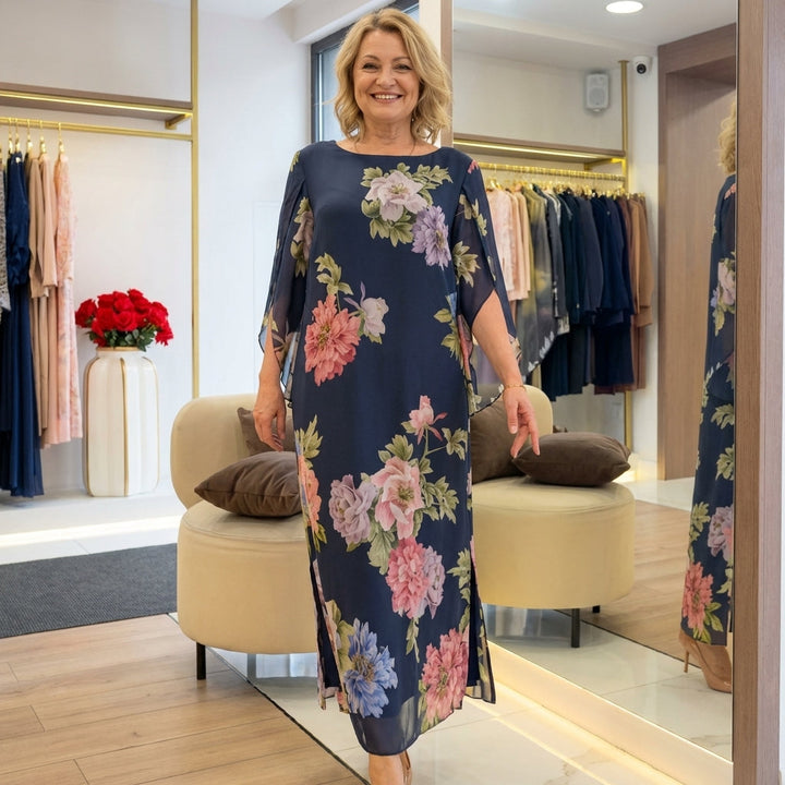 Abito maxi floreale da donna elegante e fluido