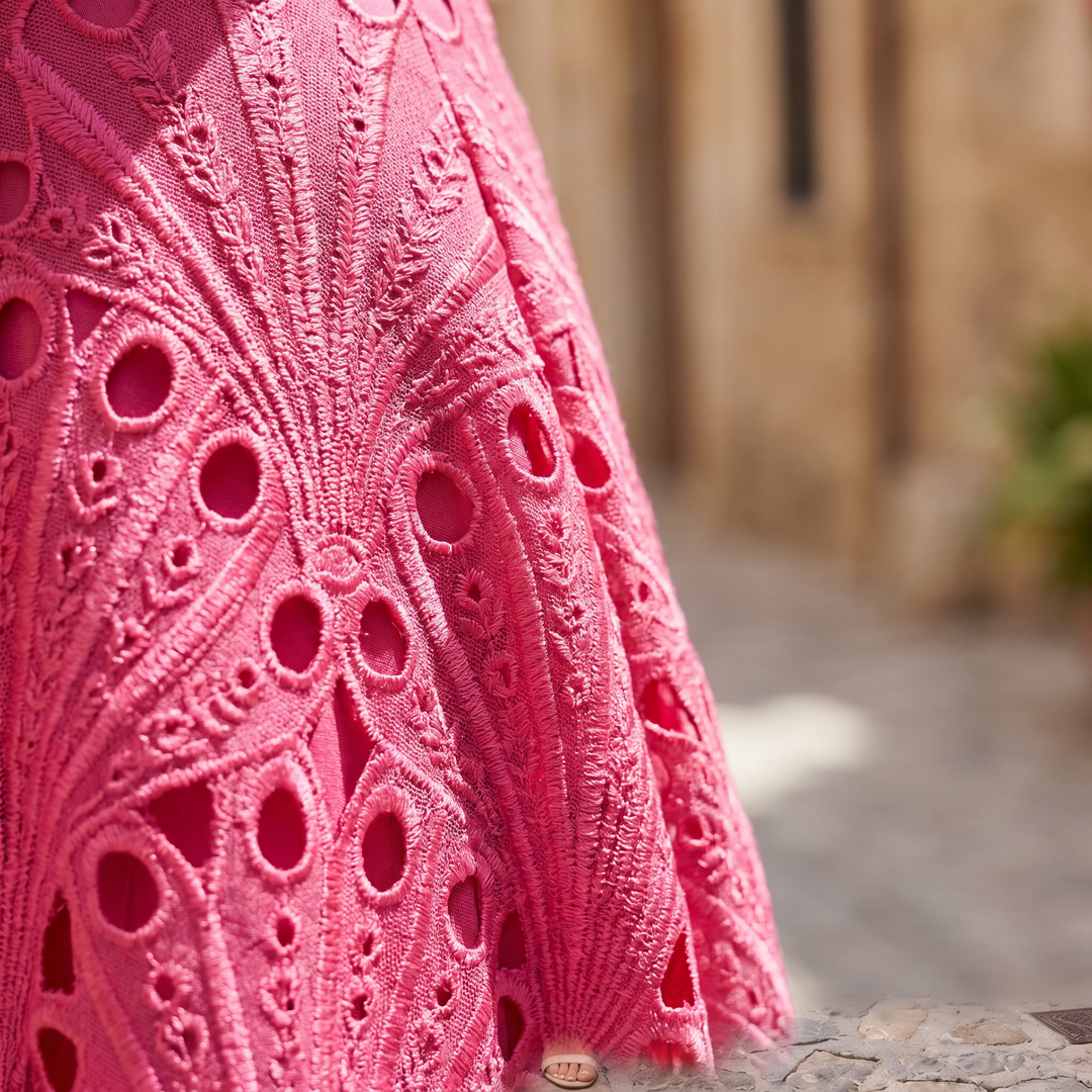 Abito midi elegante donna in pizzo raffinato