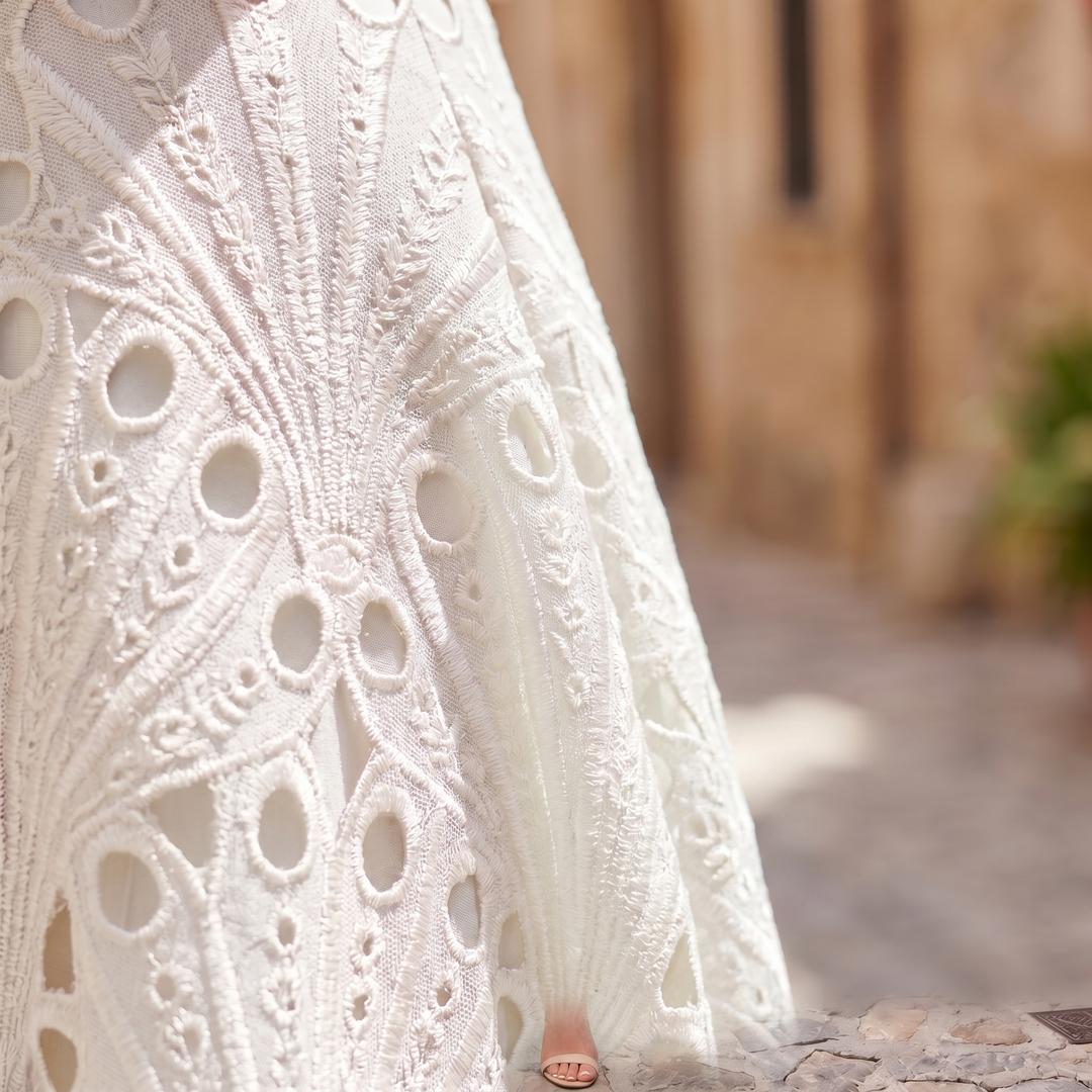 Abito midi elegante donna in pizzo raffinato