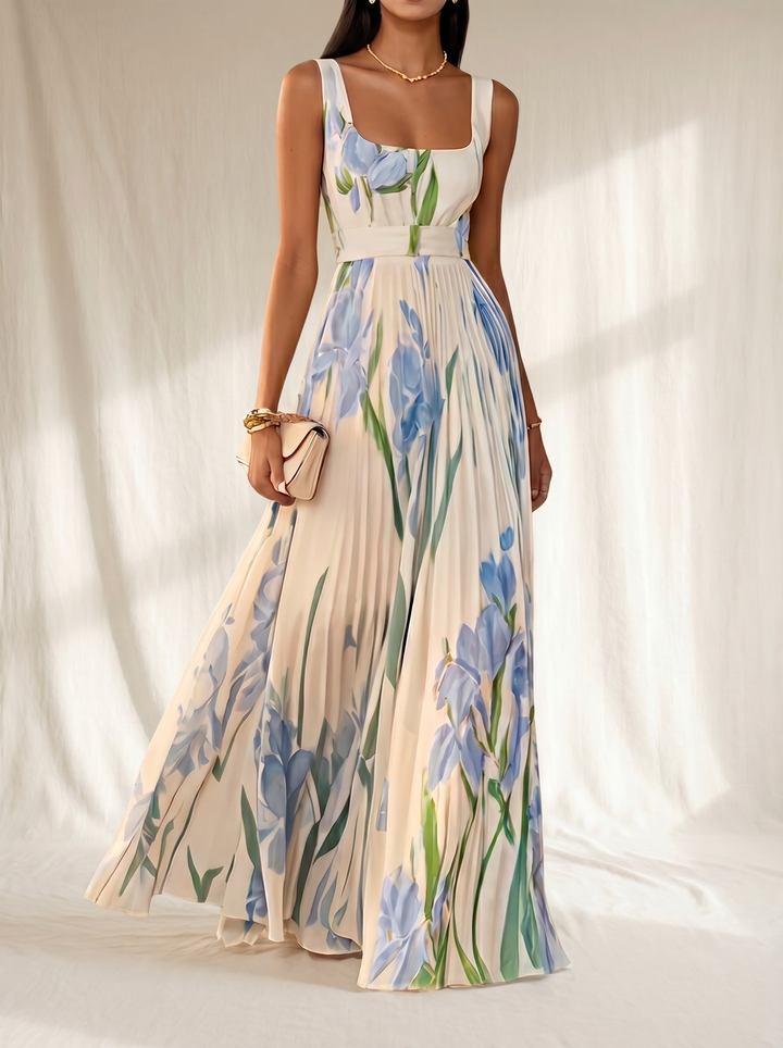 Abito maxi floreale donna in seta naturale