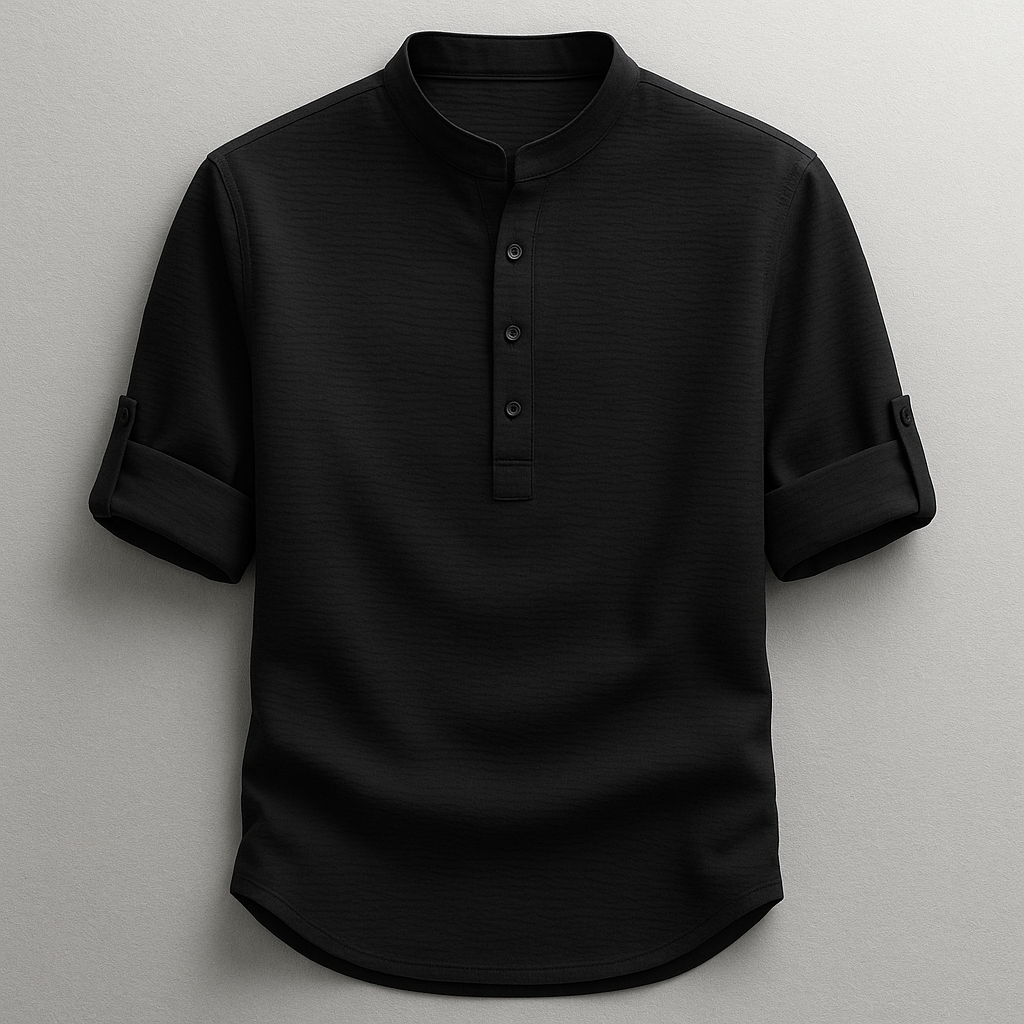 Maglia Henley elegante in cotone testurizzato per uomo