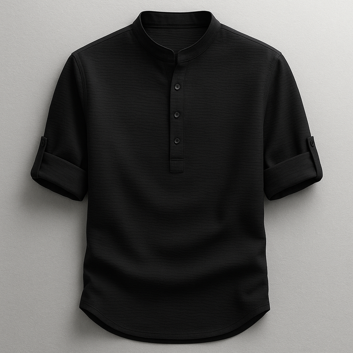 Maglia Henley elegante in cotone testurizzato per uomo
