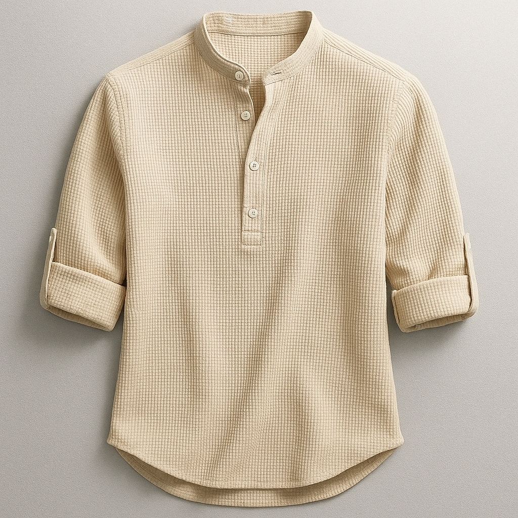 Maglia Henley elegante in cotone testurizzato per uomo