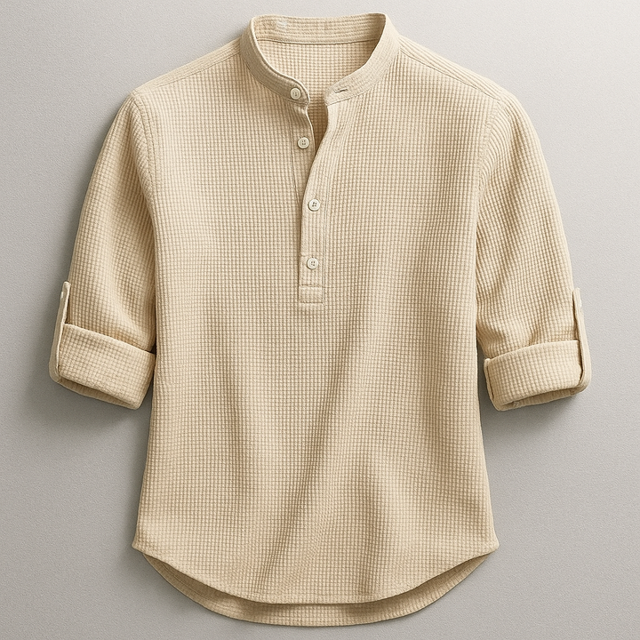 Maglia Henley elegante in cotone testurizzato per uomo