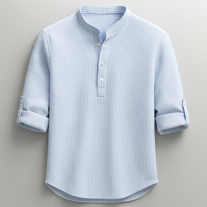 Maglia Henley elegante in cotone testurizzato per uomo