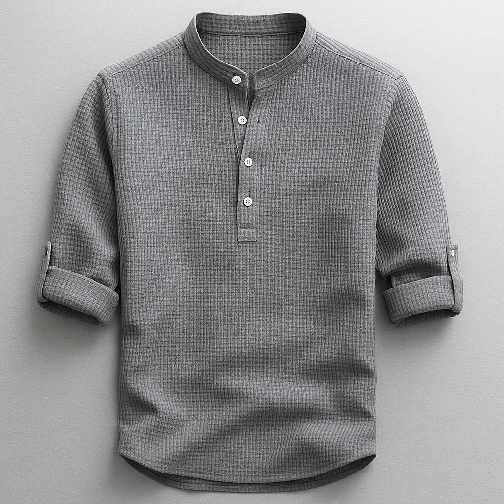 Maglia Henley elegante in cotone testurizzato per uomo