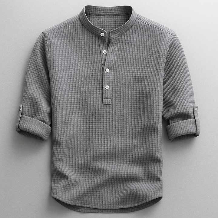 Maglia Henley elegante in cotone testurizzato per uomo
