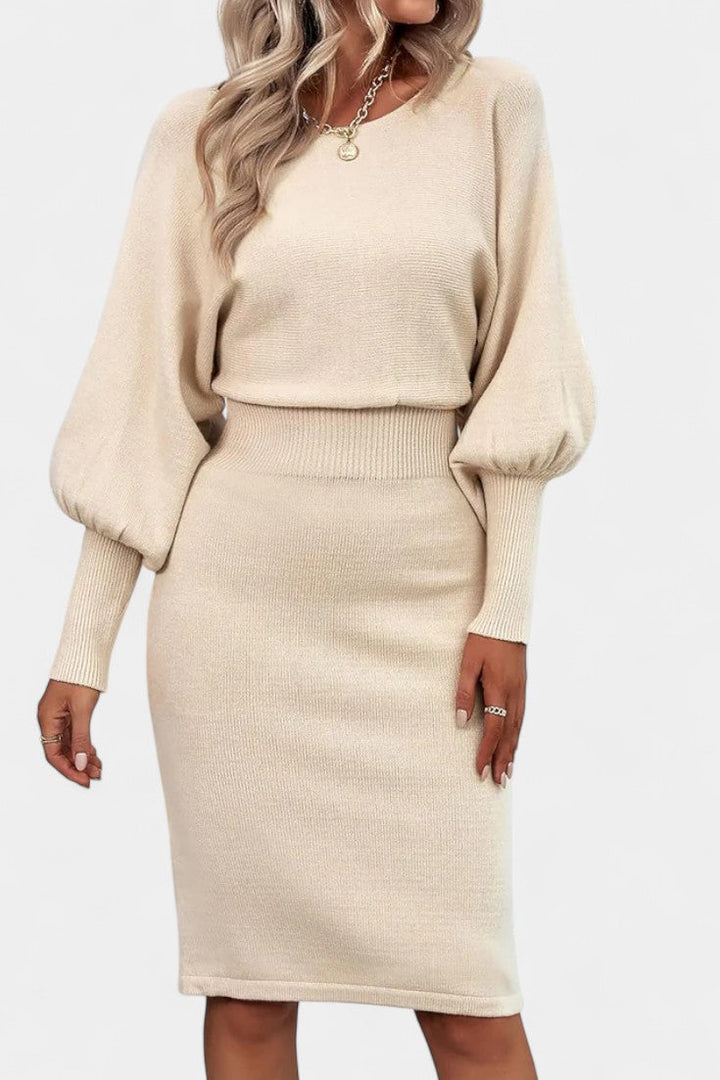 Abito elegante in maglia aderente e raffinato per donna