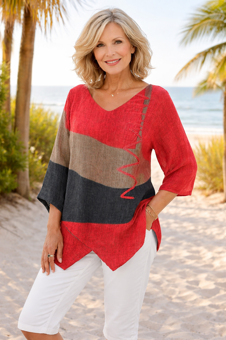 Blusa elegante e leggera con stampa moderna per donna
