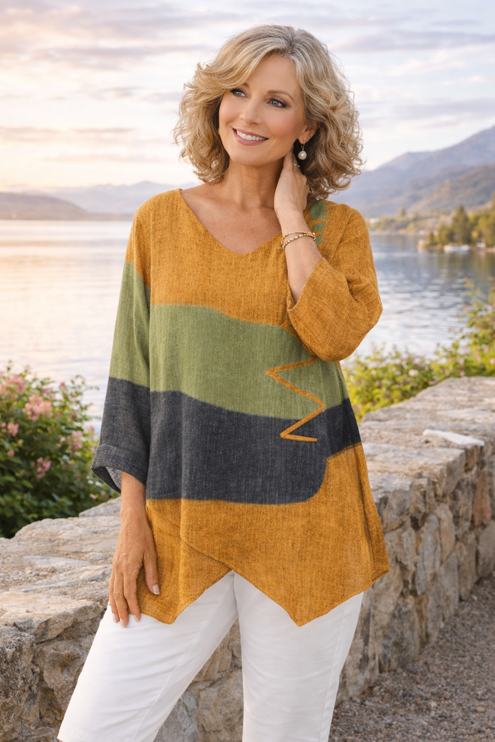 Blusa elegante e leggera con stampa moderna per donna