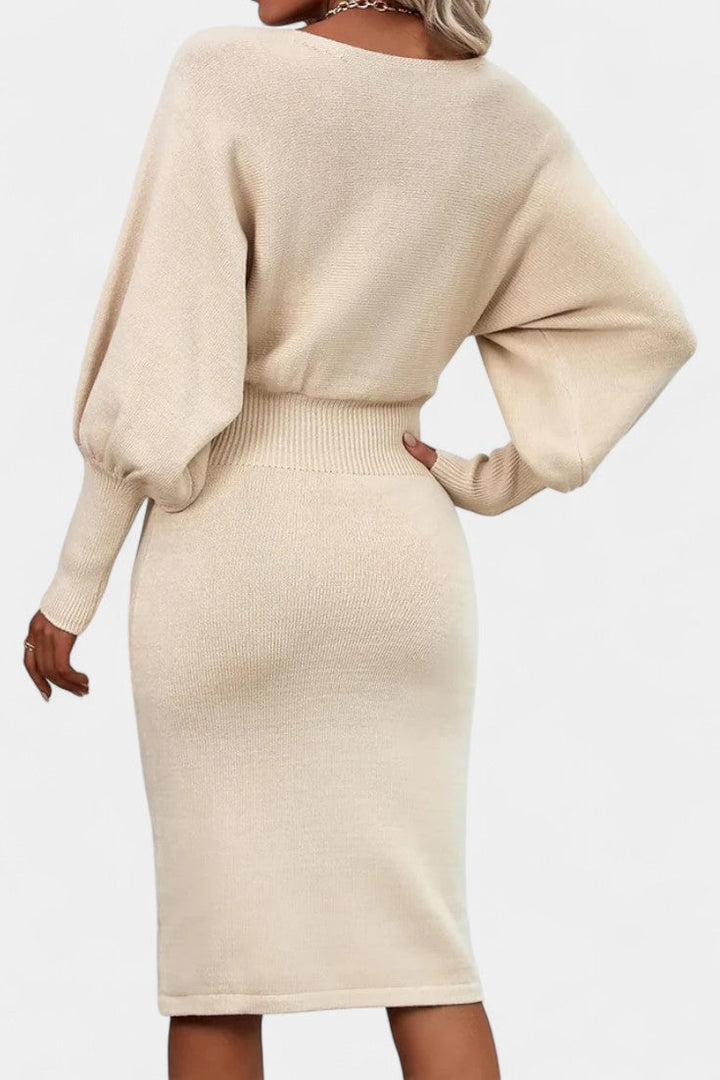 Abito elegante in maglia aderente e raffinato per donna