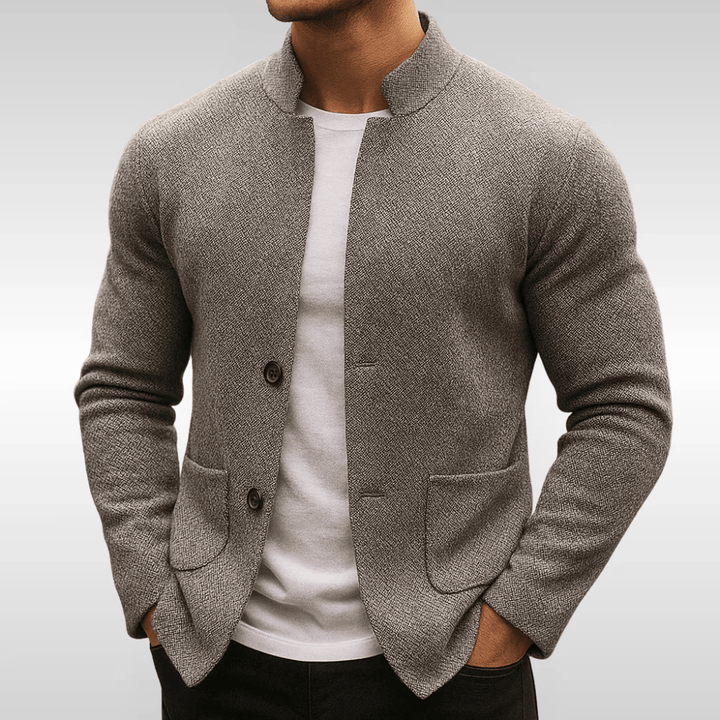 Gilet elegante in maglia con collo alla coreana per uomo