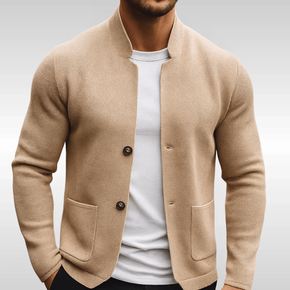 Gilet elegante in maglia con collo alla coreana per uomo