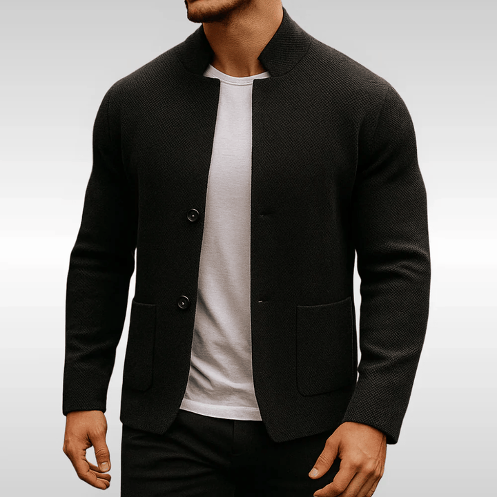 Gilet elegante in maglia con collo alla coreana per uomo