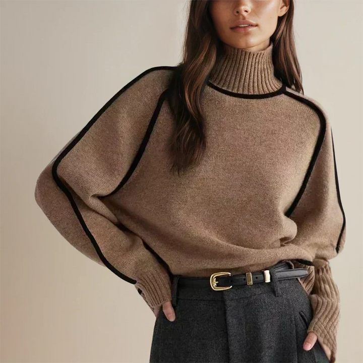 Maglione donna elegante morbido con collo alto caldo