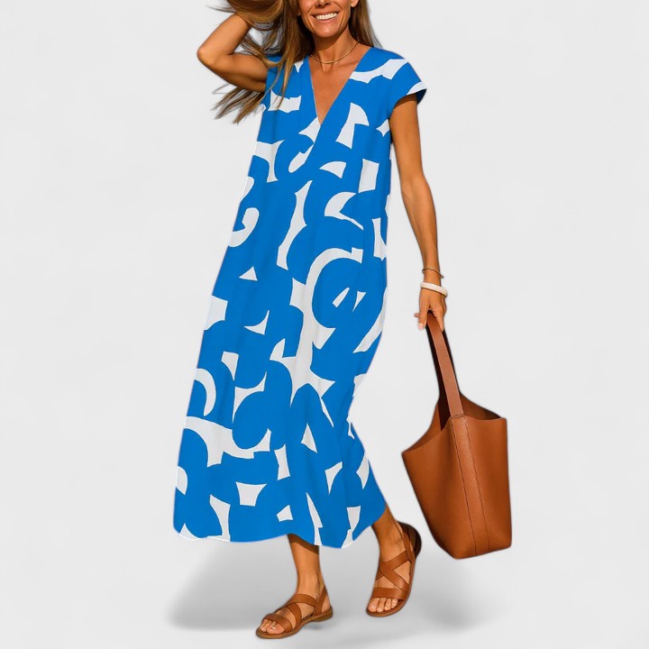 Abito fluido con scollo a V elegante e leggero per donna