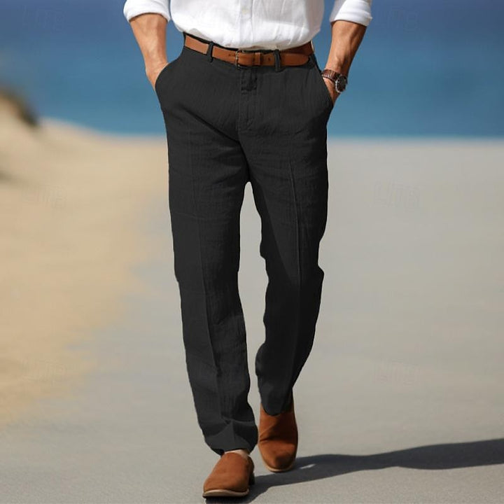 Pantaloni uomo eleganti in lino leggeri e traspiranti