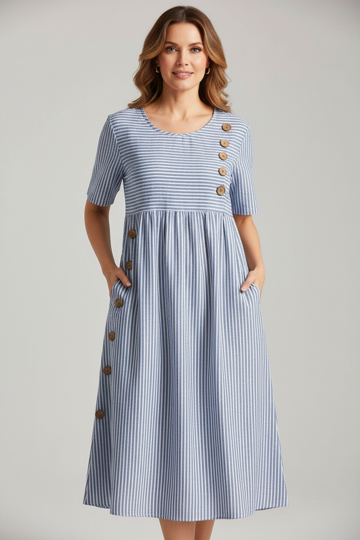 Abito estivo fluido a righe da donna elegante e leggero