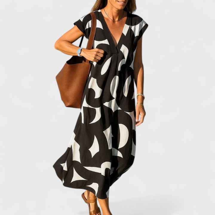 Abito fluido con scollo a V elegante e leggero per donna