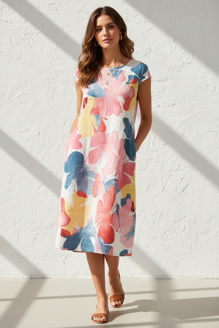 Abito midi floreale da donna comodo e casual