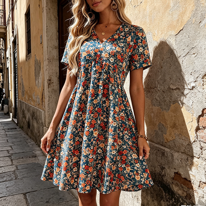 Abito estivo floreale donna con scollo a V
