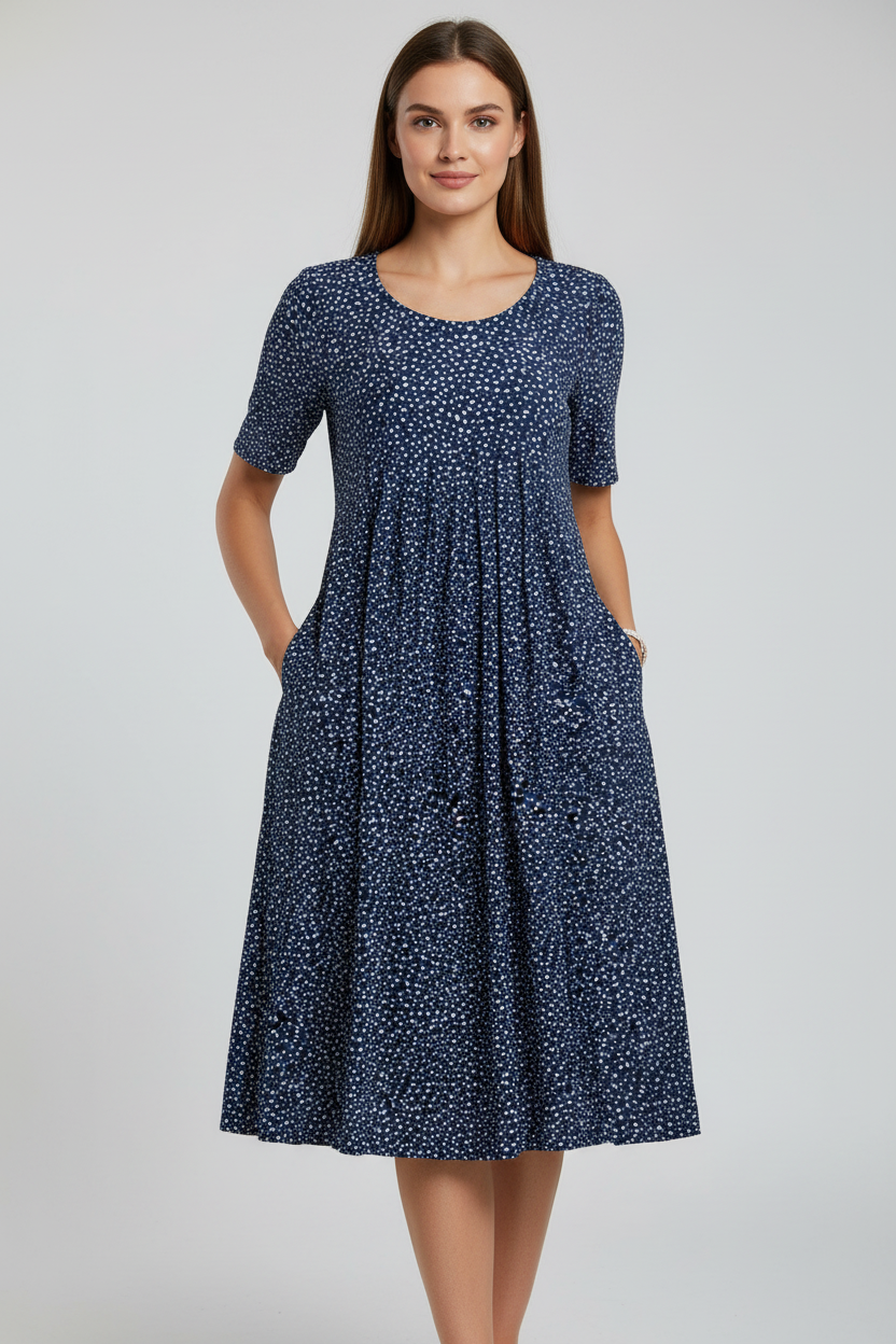 Abito elegante con volant fluido e femminile per donna