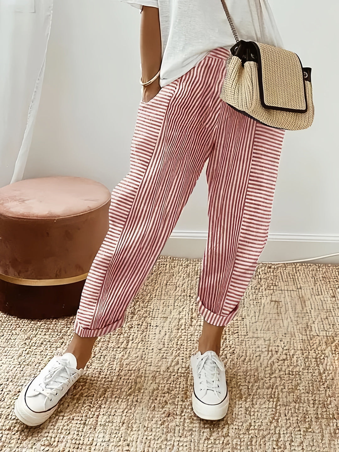 Pantaloni a righe eleganti e confortevoli per donna
