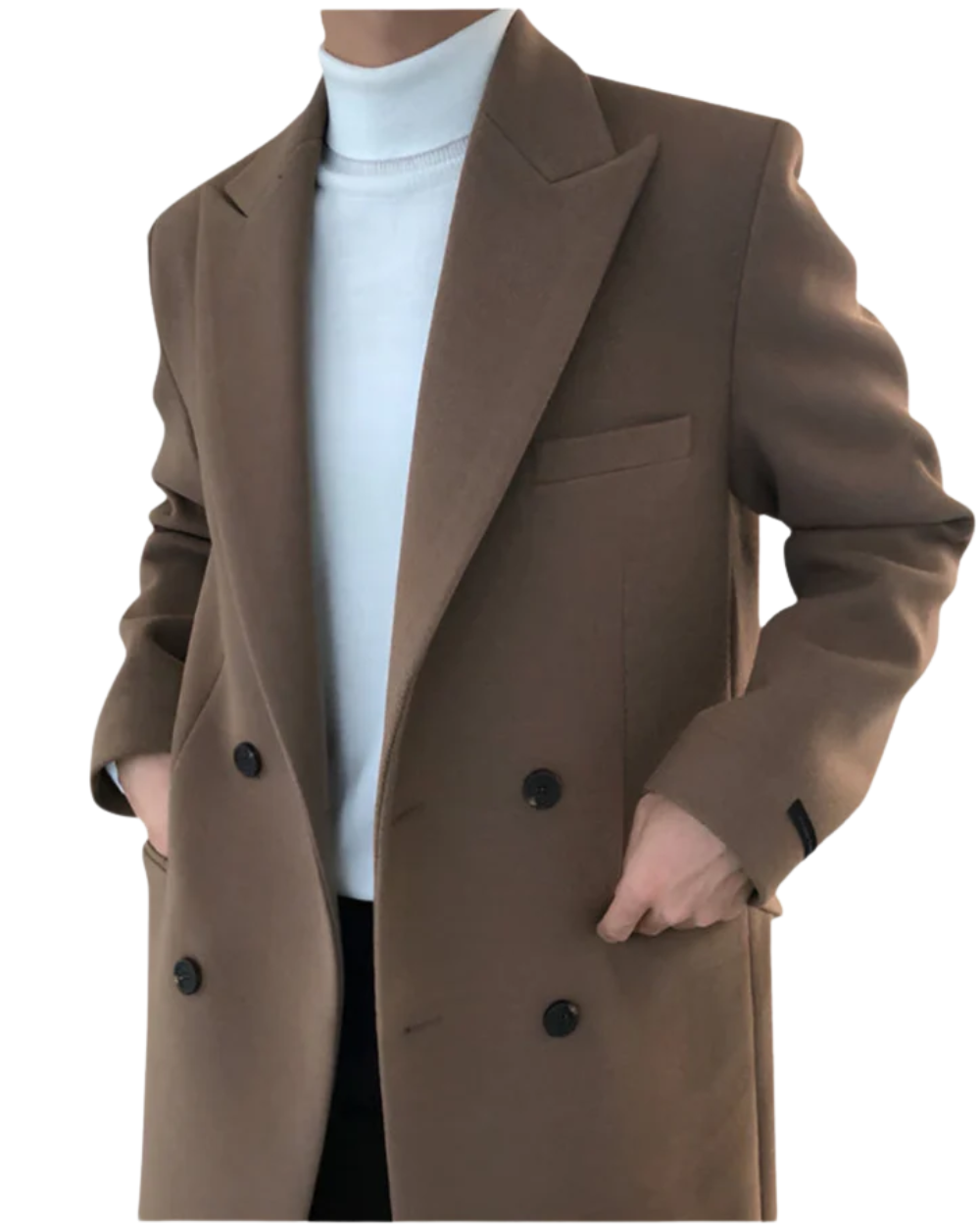 Cappotto uomo elegante doppiopetto in lana strutturato