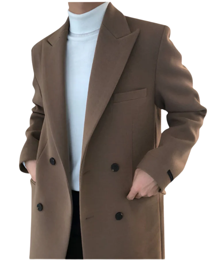 Cappotto uomo elegante doppiopetto in lana strutturato