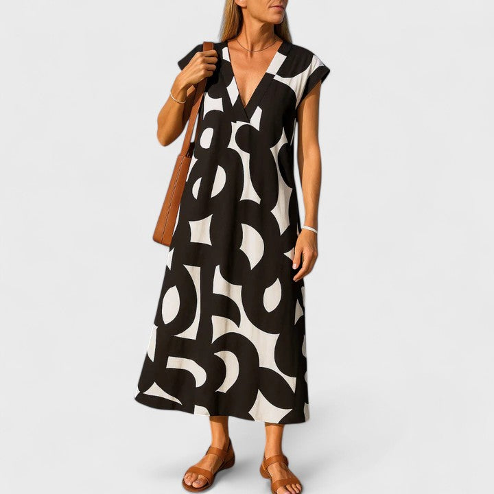 Abito fluido con scollo a V elegante e leggero per donna
