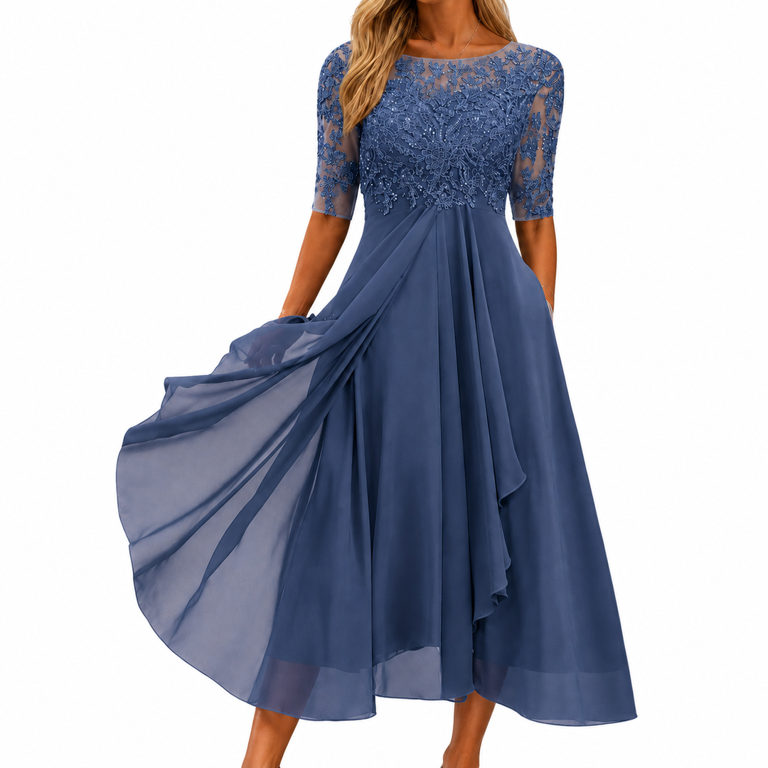 Abito elegante donna in pizzo e chiffon