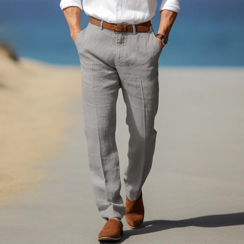 Pantaloni uomo eleganti in lino leggeri e traspiranti