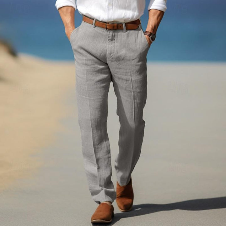 Pantaloni uomo eleganti in lino leggeri e traspiranti
