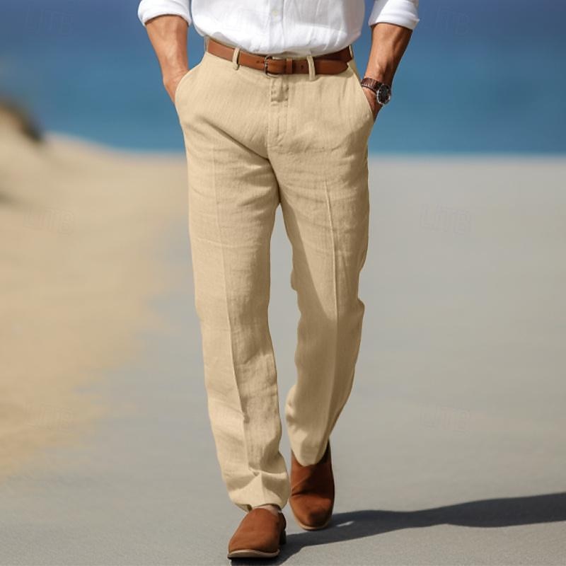 Pantaloni uomo eleganti in lino leggeri e traspiranti